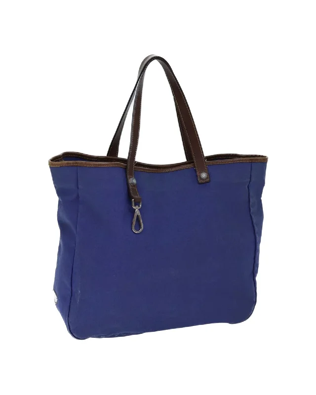 Best tote bags with spacious pockets for easy access to your essentials-Blue Canvas Tote Bag by Prada