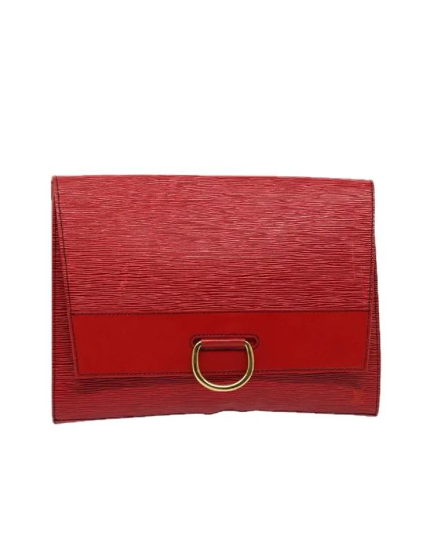 Tote bags with embroidery and beadwork for a detailed, artistic finish-Epi Leather Red Clutch Bag by Louis Vuitton