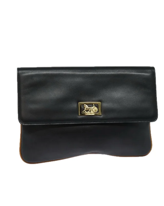 Best tote bags with contrasting leather straps for a modern and sophisticated look-Leather Black Clutch Bag by Celine