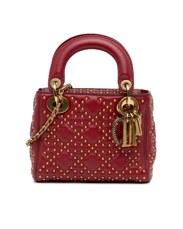 Trendy tote bags with bold prints for a fashion-forward statement piece-Studded Lambskin Lady Dior Satchel