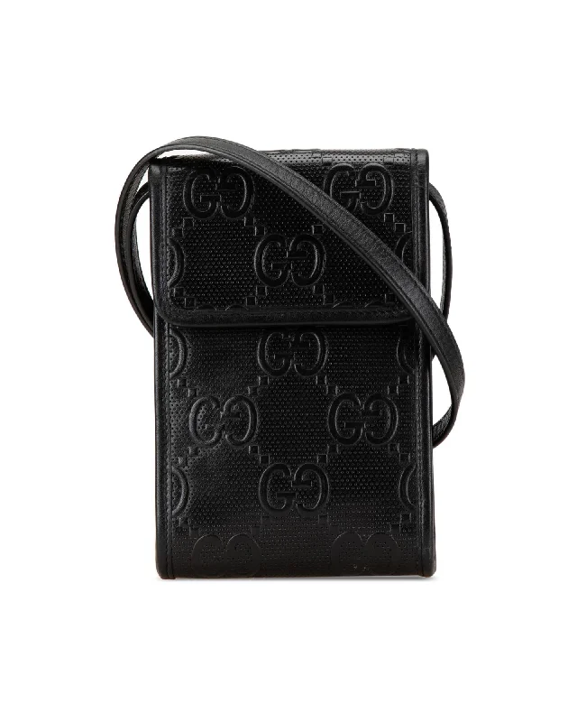 Best tote bags with contrasting leather straps for a modern and sophisticated look-Embossed Leather Flap Crossbody Bag