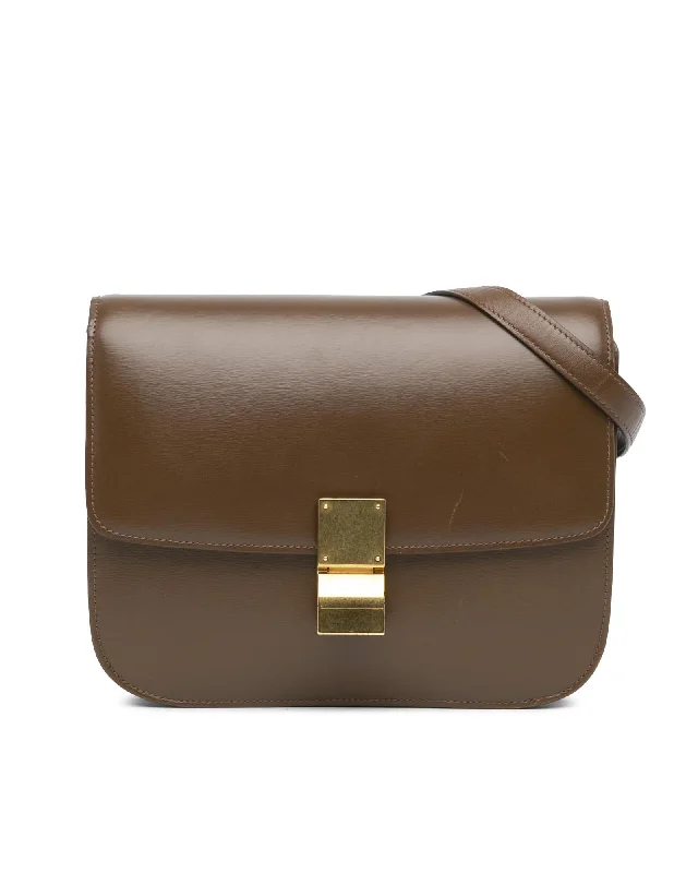 Tote bags with perforated leather for a breathable and stylish finish-Celine 16 Bag Brown Leather Crossbody Bag