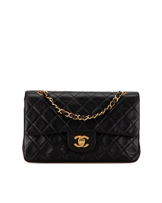 Tote bags with leather accents for a sophisticated and high-end appearance-Quilted Lambskin Double Flap Shoulder Bag