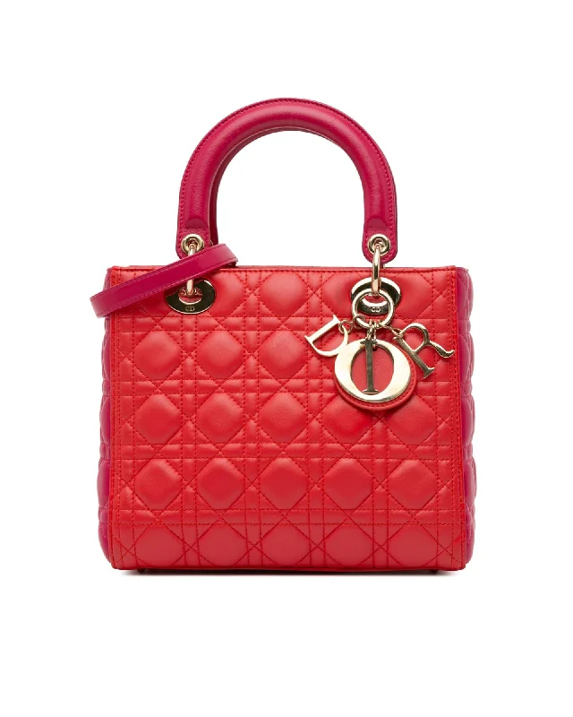 Best tote bags with multiple pockets for easy access to essentials-Quilted Lambskin Medium Lady Dior Handbag