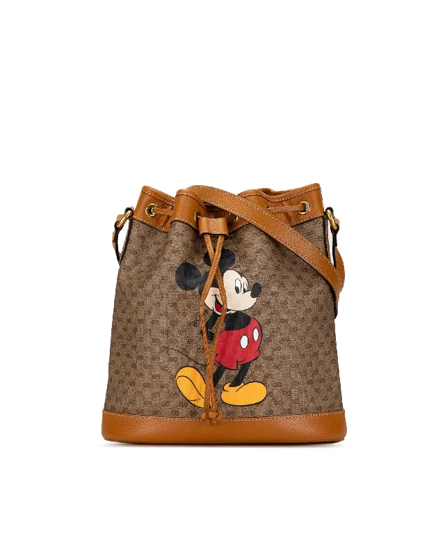 Best tote bags with intricate stitching for a high-quality, detailed finish-Mickey Mouse Coated Canvas Bucket Bag with Leather Trim