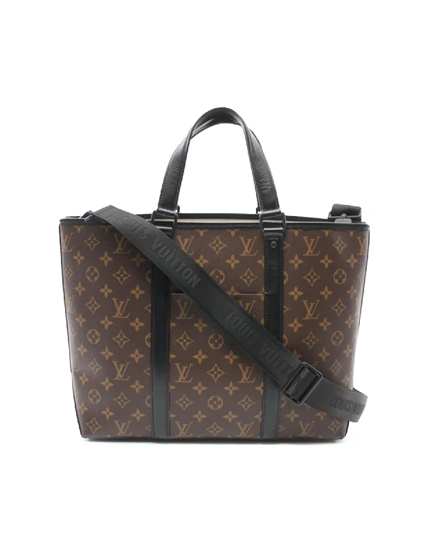 Best tote bags for work with spacious compartments for organization-Monogram Canvas Weekend Tote with Leather Trim