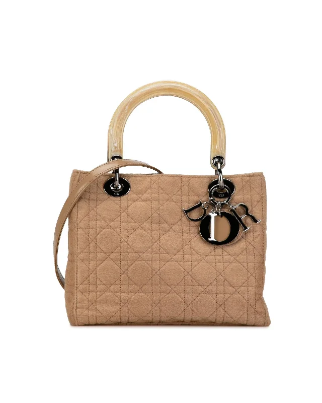 Tote bags with geometric patterns for a contemporary and artistic design-Wool Quilted Medium Lady Dior Handbag