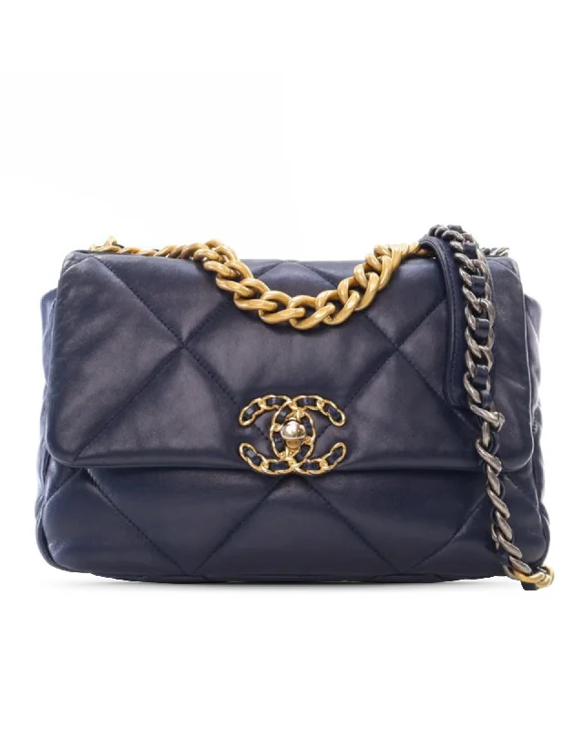 Tote bags with tassel embellishments for a trendy and bohemian vibe-Quilted Lambskin Flap Bag with Gold-Tone Chain Handle