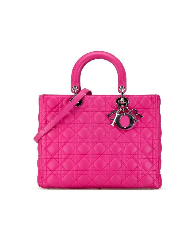 Best tote bags with leather trim for a polished and high-quality finish-Quilted Lambskin Lady Dior Handbag