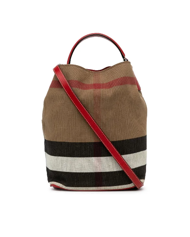 Best tote bags for the beach with waterproof materials for durability-House Check Canvas Ashby Satchel with Leather Straps