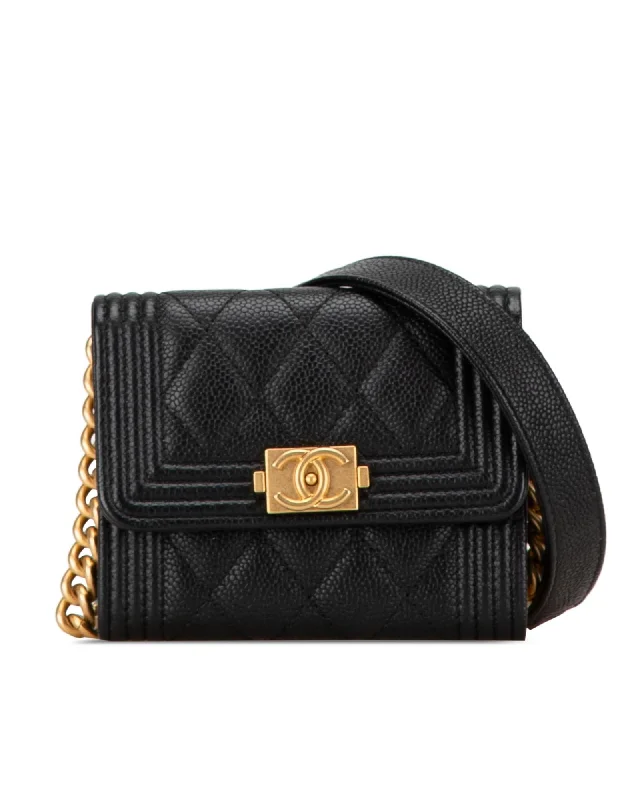 Best tote bags with elegant chain handles for a high-end and sophisticated look-Quilted Leather Crossbody Card Holder with Chain