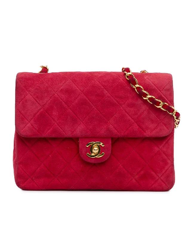 Best tote bags with spacious pockets for easy access to your essentials-Quilted Suede Mini Flap Bag with Chain Strap