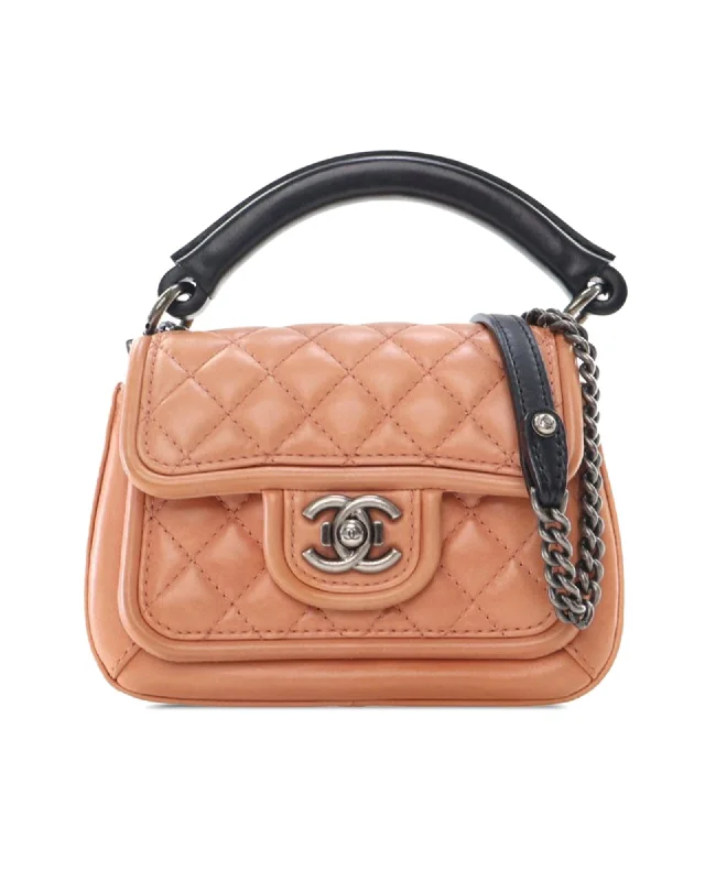 Best tote bags with mixed materials for a fashionable, multi-textured look-Small Quilted Leather Flap Bag with Chain Strap