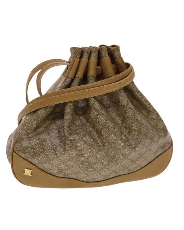 Tote bags with braided straps for a stylish and unique texture-Brown Macadam Canvas Shoulder Bag with PVC Leather