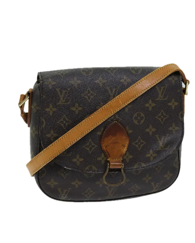 Best tote bags with top zippers for secure and easy access to contents-Monogram Canvas Shoulder Bag with Adjustable Strap