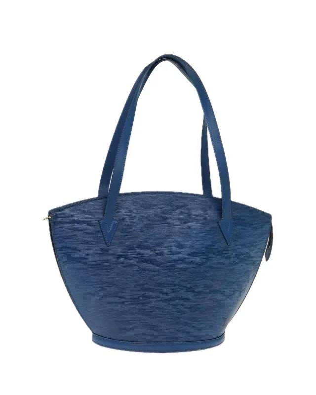 Best tote bags with chunky metallic hardware for an edgy and fashionable feel-Blue Epi Leather Shoulder Bag with Shoulder Drop of 27cm