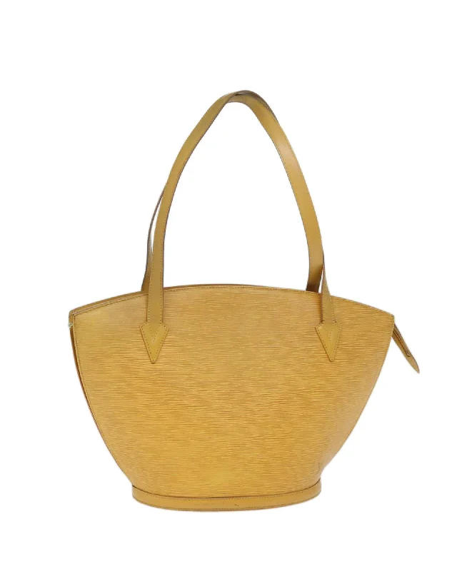 Tote bags with minimalist logo details for a clean and sleek appearance-Epi Leather Yellow Shoulder Bag with Shoulder Drop 27cm