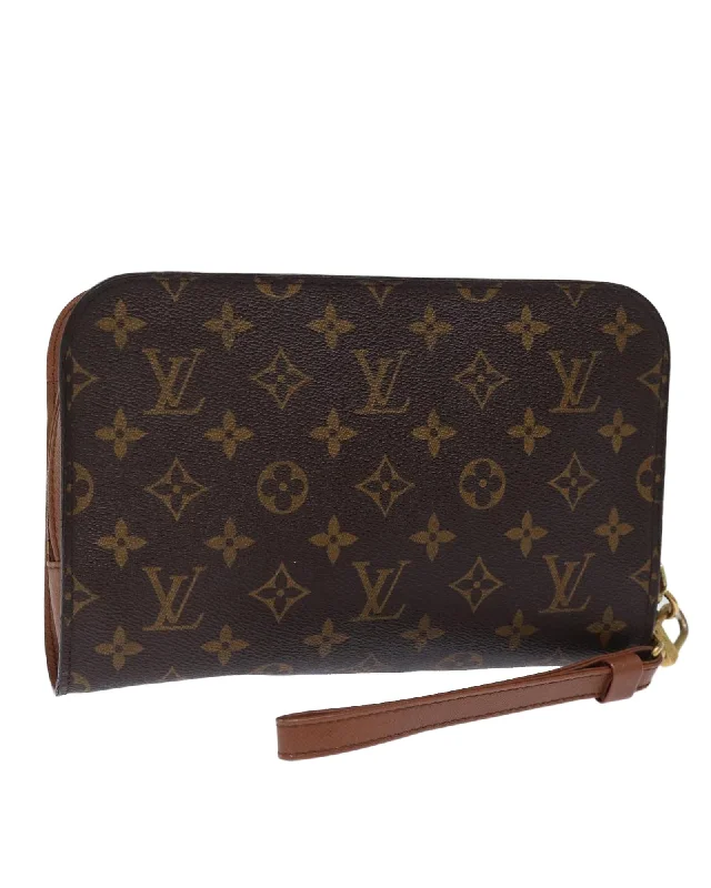 Best tote bags with vegan leather for a cruelty-free and stylish option-Monogram Canvas Clutch Bag with Surface Rubbing and Scratches