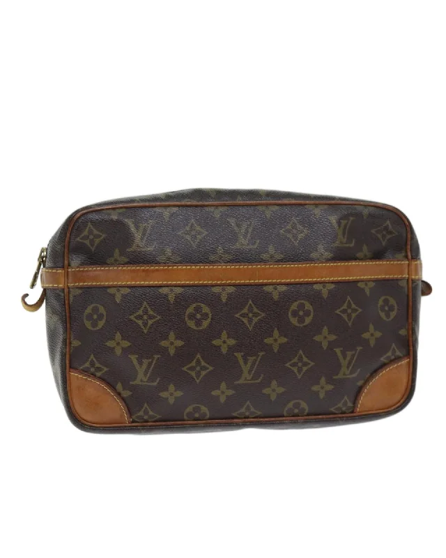 Best tote bags with leather and fabric mix for an elegant, versatile style-Monogram Canvas Clutch Bag with Accessories and Serial No