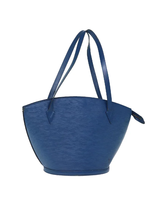 Tote bags with custom designs for a one-of-a-kind personalized accessory-Blue Epi Leather Shoulder Bag with 27cm Drop