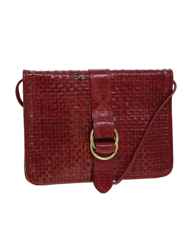 Best tote bags with leather and fabric mix for an elegant, versatile style-Red Leather Shoulder Bag with 50cm Drop