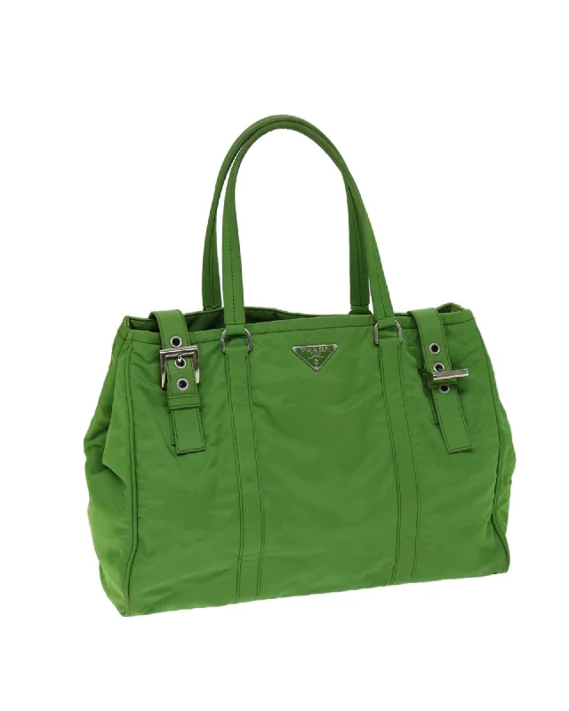 Tote bags with a drawstring closure for a casual, relaxed design-Green Nylon Shoulder Bag with Dust Bag - Made in Italy