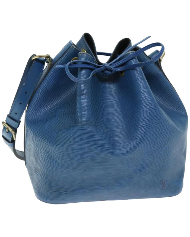 Best tote bags with vegan leather for an eco-friendly and stylish alternative-Blue Epi Leather Shoulder Bag with Adjustable Strap and Multiple Compartments