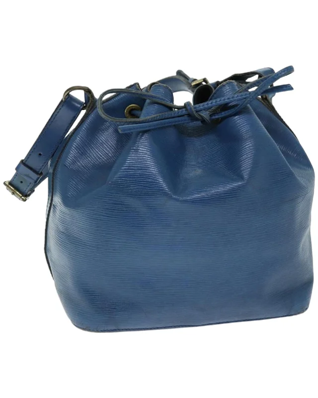 Best tote bags with smooth faux leather for a chic and affordable style-Blue Epi Leather Shoulder Bag with Adjustable Strap and Dust Bag