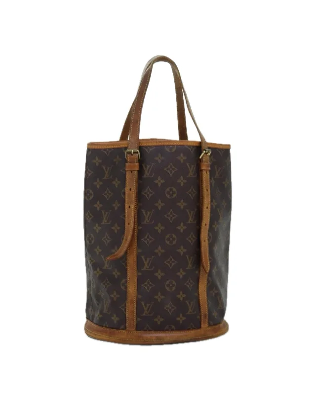 Best tote bags for travel with spacious interiors for clothes and accessories-Monogram Shoulder Bag with Adjustable Strap - Authentic LV Bucket GM