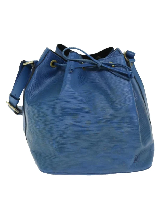 Best tote bags with smooth faux leather for a chic and affordable style-Blue Epi Leather Shoulder Bag with Adjustable Strap