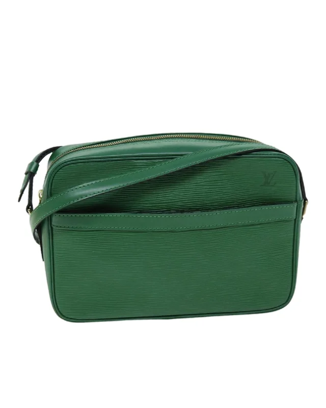 Best tote bags with vegan leather for a cruelty-free and stylish option-Green Epi Leather Shoulder Bag with Dust Bag and Adjustable Strap