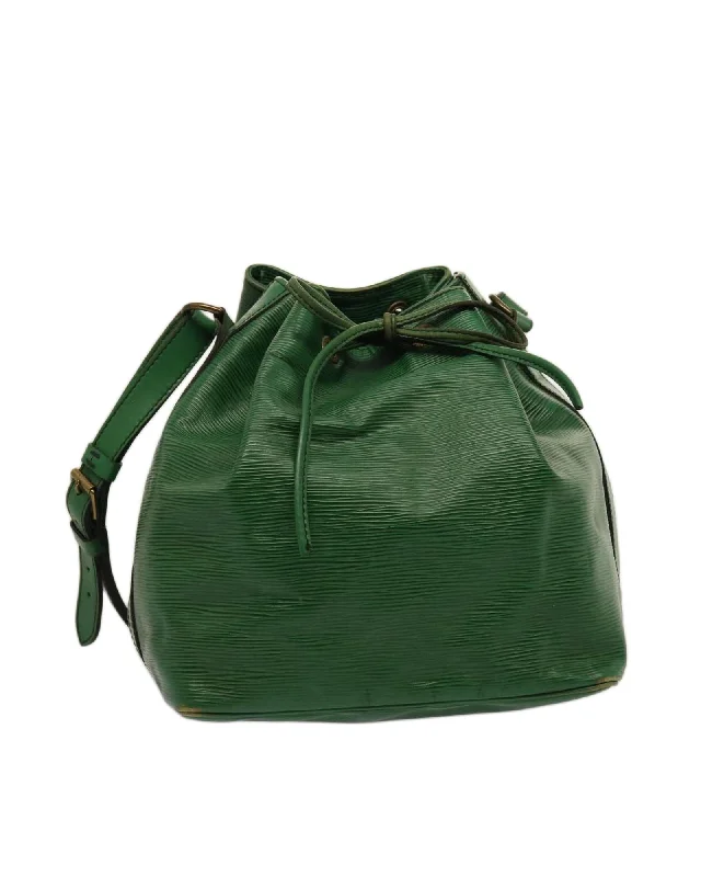 Best tote bags with water-resistant fabric for durability and easy maintenance-Green Epi Leather Shoulder Bag with Adjustable Strap by Louis Vuitton