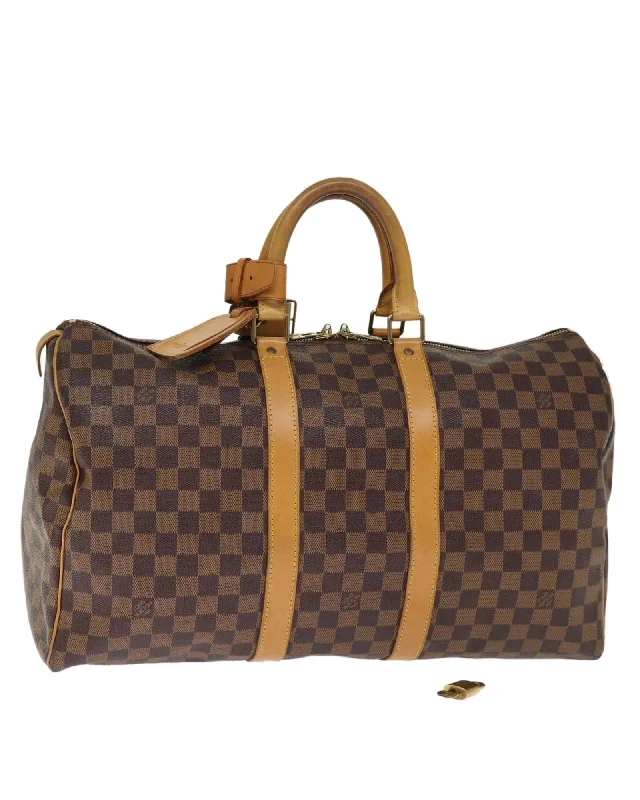 Best tote bags with colorful embroidery for a playful, artistic touch-Authentic Damier Ebene Boston Bag with Accessories