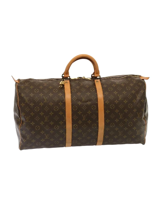 Best tote bags with bold logo designs for a trendy and branded look-LOUIS VUITTON Keepall 55 Monogram Canvas Travel Duffel Bag