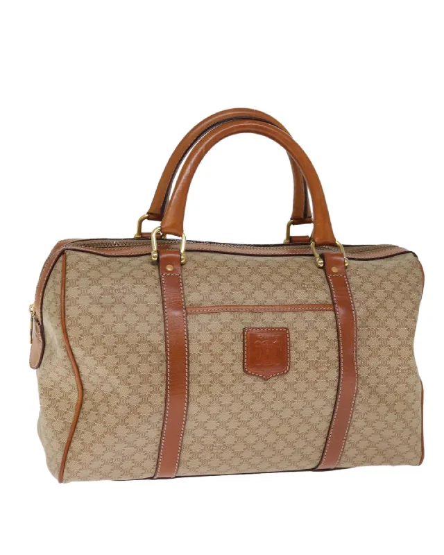 Tote bags with perforated leather for a breathable and stylish finish-Beige Macadam Canvas Boston Bag - Italian Made