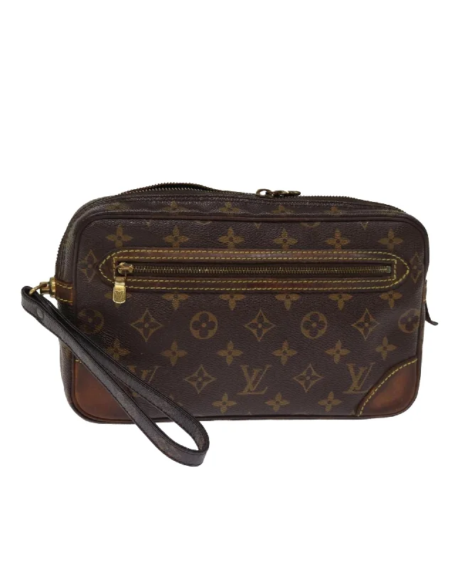 Best tote bags with spacious inner pockets for better organization and storage-LOUIS VUITTON Pochette Voyage Monogram Canvas Clutch Brown