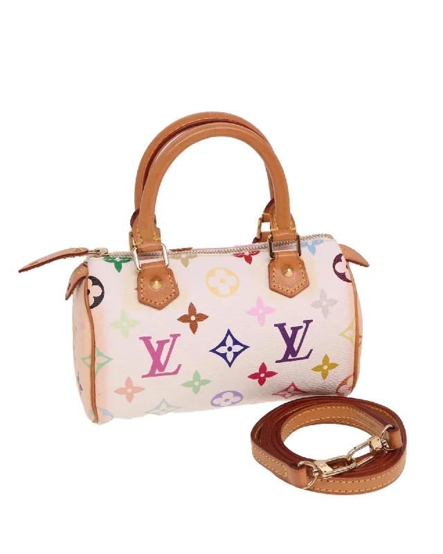 Tote bags with geometric accents for a contemporary and fashionable look-Monogram Multicolor Mini Speedy Bag with Dust Bag and Shoulder Strap