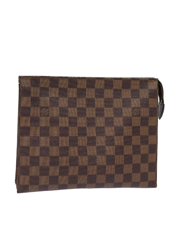 Tote bags with animal prints for a wild and fashionable appearance-Damier Ebene Canvas Toiletry Pouch