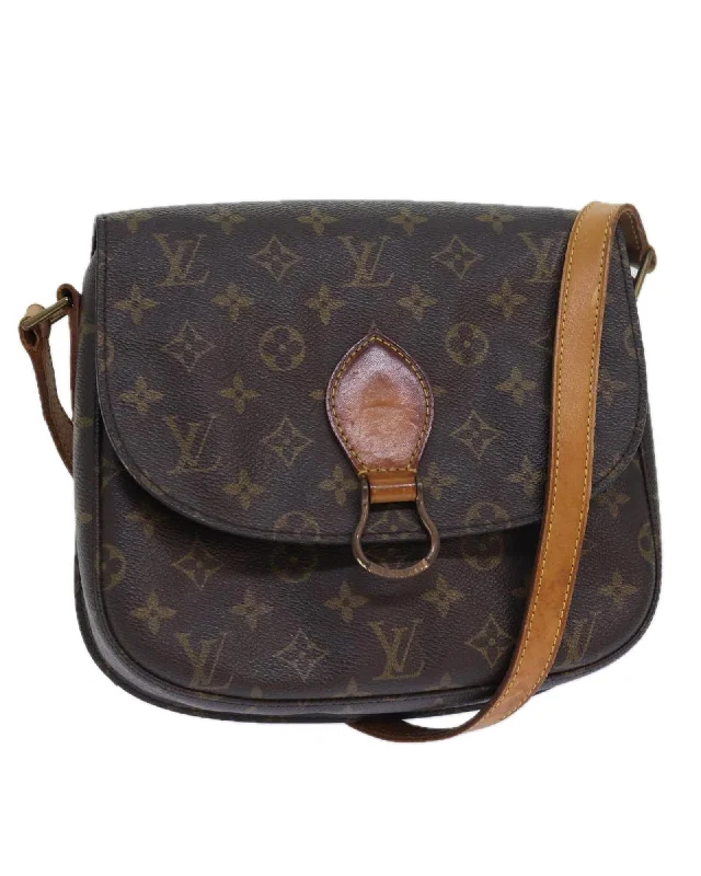 Best tote bags with sleek, smooth leather for a refined and polished look-Monogram Canvas Shoulder Bag with Adjustable Strap