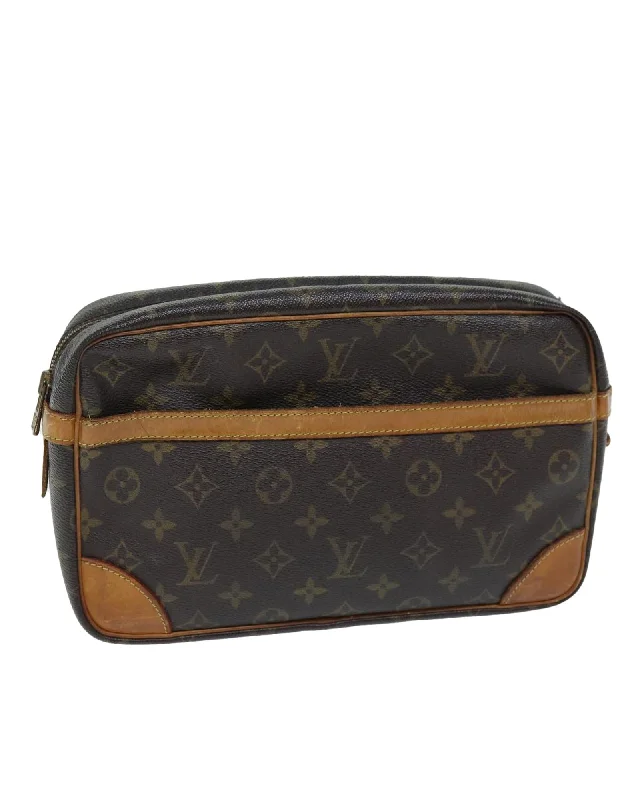 Tote bags with bold neon colors for a fun, youthful vibe-Monogram Canvas Clutch Bag - French Made LV Auth