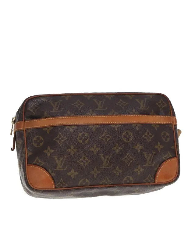 Tote bags with transparent PVC material for a modern and edgy style-Monogram Canvas Clutch Bag with Zipper Detailing