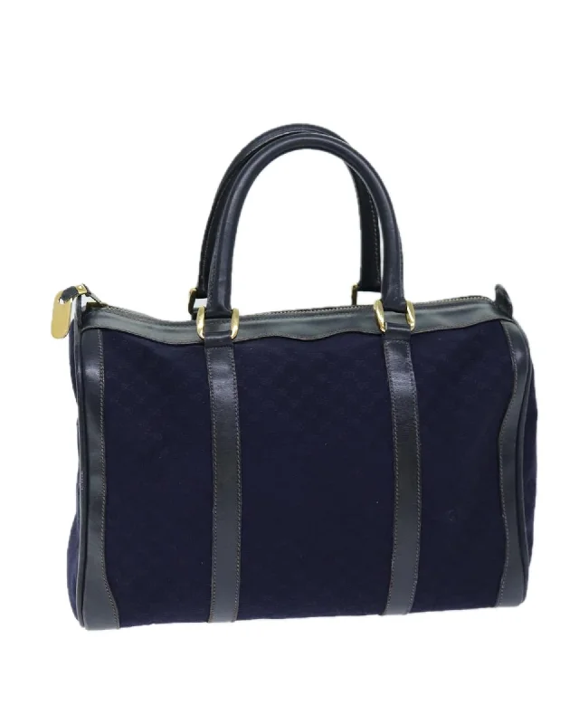 Tote bags with a vintage design for a nostalgic and timeless appeal-Blue Micro GG Canvas Boston Bag with Scratches and Rubbing - Rank C