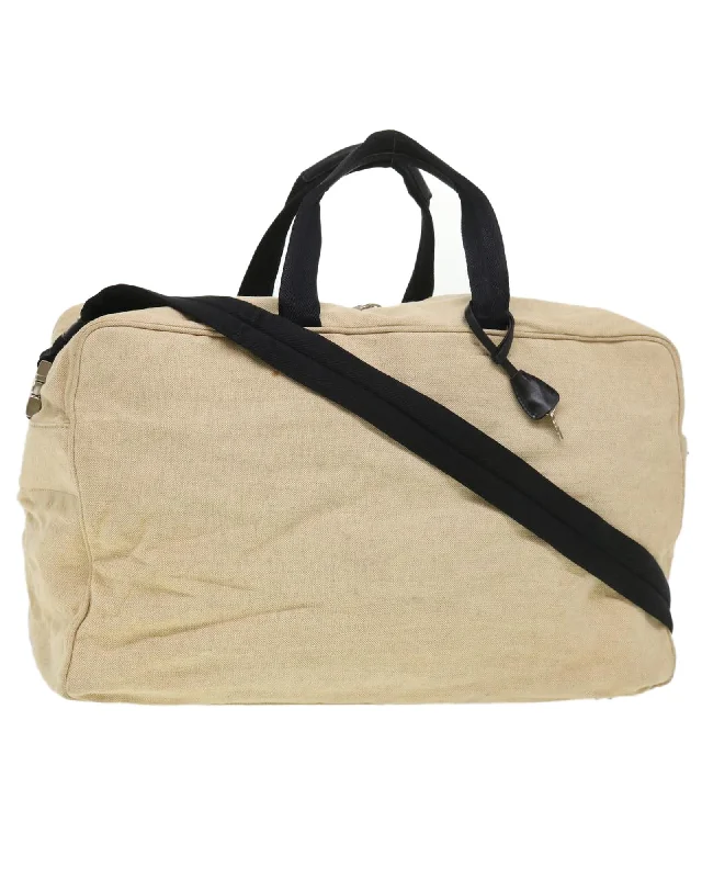 Tote bags with structured designs for a polished, professional look-Beige Canvas PRADA Boston Bag 2way - Auth ar9161