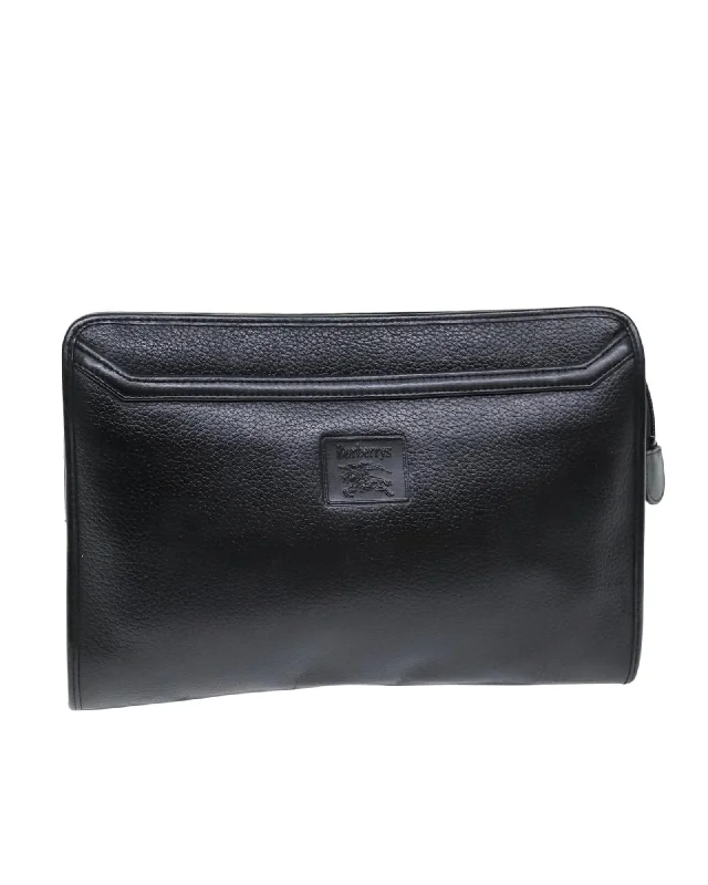 Tote bags with transparent PVC material for a modern and edgy style-Black Leather Clutch Bag - Burberrys