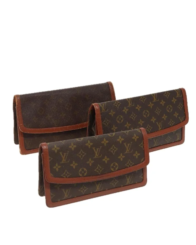 Stylish tote bags with leather handles for a chic, durable design-Monogram Canvas Clutch Bag Set