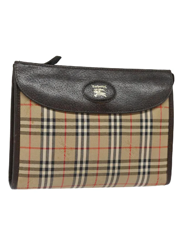 Tote bags with suede and leather accents for a soft, luxurious touch-Nova Check Canvas Clutch Bag with Rubbing and Storage Smell