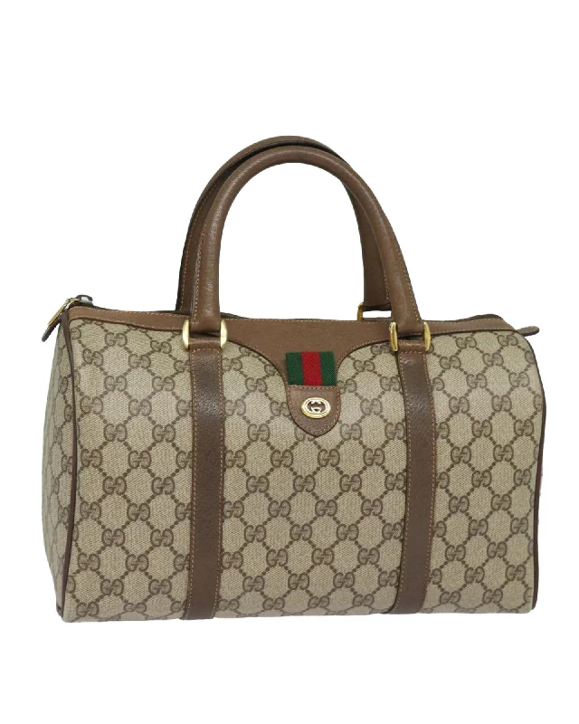 Tote bags with large, comfortable handles for easy carrying on your shoulder-GG Supreme Web Sherry Line Boston Bag