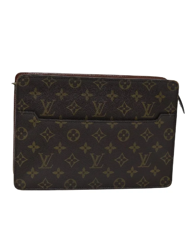 Tote bags with bold graphic designs for a contemporary, artistic appearance-Monogram Canvas Clutch Bag with Scratches and Rubbing - France-made LV Pochette Homme