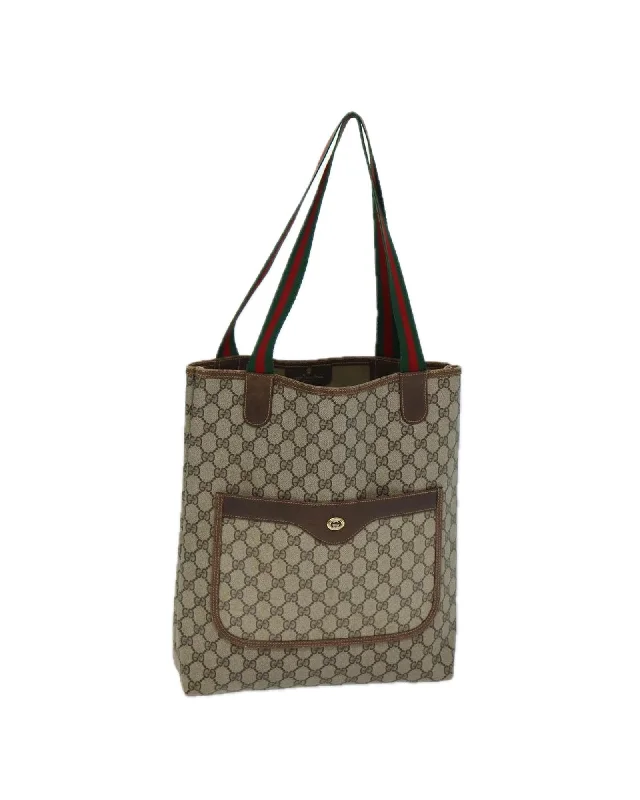 Best tote bags with eco-friendly materials for a sustainable, fashionable option-GG Supreme Web Sherry Line Tote Bag PVC Leather