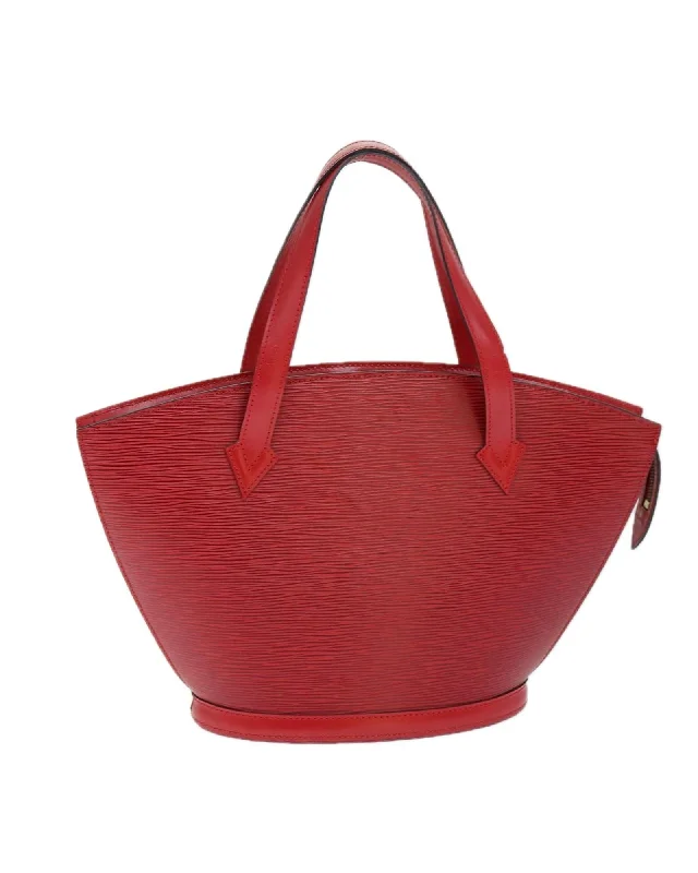 Best tote bags with sturdy, reinforced handles for heavy-duty use-Red Epi Leather Shoulder Bag with Shoulder Drop 27cm